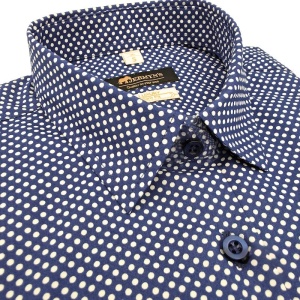 Camasa dama office bleumarin cu buline albe Luxury Slim Fit EASY IRON - Img 2