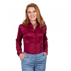 Camasa office dama grena satinat - Luxury Slim Fit EASY IRON - Img 4