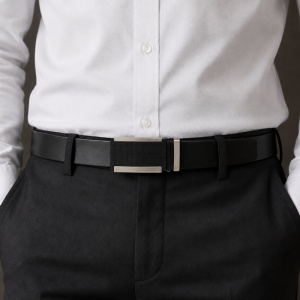 Curea barbati din piele naturala neagra JERMYN'S Hunter cu catarama automata - Img 2