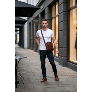 Geanta barbati din piele naturala maro JERMYN'S Dublin - Img 3