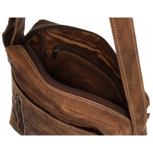 Geanta crossbody barbati ALWAYS WILD Clifford din piele naturala maro coniac - Img 5