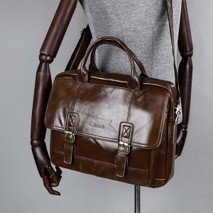 Geanta laptop din piele naturala maro inchis JERMYN'S Norwich - Img 4