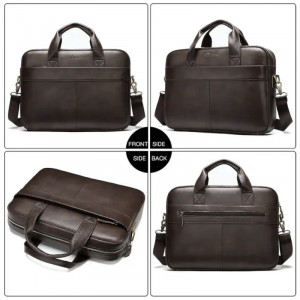 Geanta laptop din piele naturala maro inchis JERMYN'S Preston - Img 4