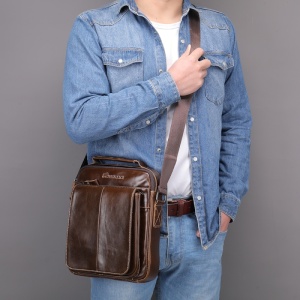 Geanta messenger barbati din piele naturala maro JERMYN'S Wilson - Img 4
