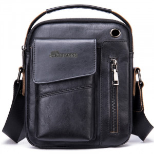 Geanta messenger barbati Oliver din piele naturala neagra - Img 3