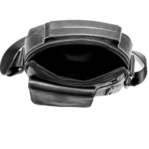 Geanta messenger barbati Oliver din piele naturala neagra - Img 11