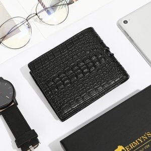 Portofel bărbați din piele naturală cu patern crocodile JERMYN'S Prato, RFID, slim, negru - Img 3