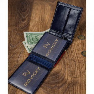 Portofel casual barbati ROVICKY Tommy slim RFID din piele naturala bleumarin navy si grena - Img 13