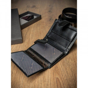 Portofel negru elegant barbati din piele naturala Pierre Andreus RFID cu inchidere prin capsa - Img 8