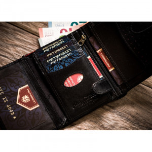 Portofel premium barbati PETERSON RFID Leon din piele naturala neagra cu inchidere prin capsa - Img 9