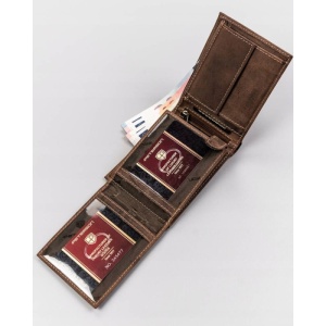 Portofel premium barbati, piele naturala, PETERSON Hunter, RFID, maro - Img 8