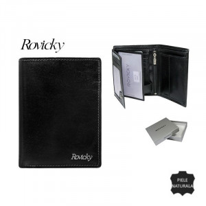 Portofel premium negru barbati ROVICKY RFID din piele naturala - Img 2