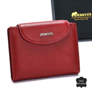 Portofel scurt dama, piele naturala, JERMYN'S Valencia, RFID, rosu inchis