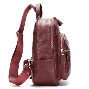 Rucsac dama JERMYN'S Bologna, piele naturala, rosu burgund, compact - Img 7