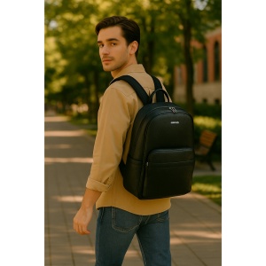 Rucsac laptop barbati, piele naturala, JERMYN'S Tucson, negru - Img 2