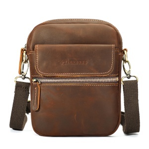 Borseta barbati din piele naturala nubuck JERMYN'S York, maro - Img 3