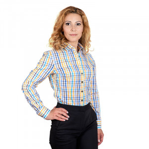 Camasa alba casual dama in carouri fresh Luxury Slim Fit EASY IRON - Img 2