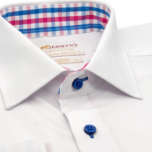 Camasa alba slim barbati Luxury Slim Fit EASY IRON cu garnitura in carouri - Img 2