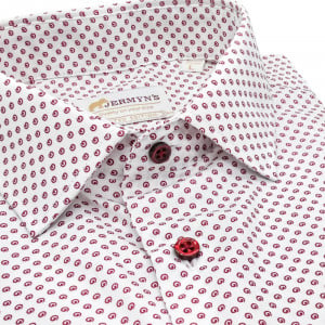 Camasa alba slim casual barbati cu structuri grena Luxury Slim Fit EASY IRON - Img 2