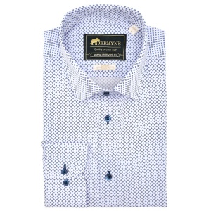 Camasa barbati alba regular Luxury Classic Fit EASY IRON cu structuri albastre - Img 3