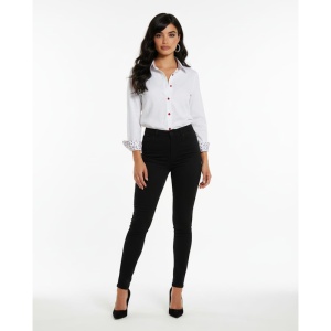 Camasa dama alba office Luxury Slim Fit EASY IRON cu garnitura cu motiv floral - Img 10