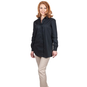 Camasa neagra dama oversize din poplin Luxury Classic Fit EASY IRON