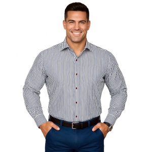 Camasa regular office barbati in dungi bleumarin Luxury Classic Fit EASY IRON