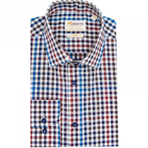 Camasa slim barbati in carouri multicolore Luxury Slim Fit EASY IRON - Img 2