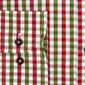 Camasa slim casual barbati in carouri grena si verde Luxury Slim Fit EASY IRON - Img 4