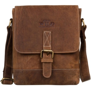 Geanta crossbody barbati ALWAYS WILD Carson din piele naturala maro coniac - Img 2