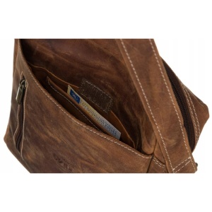 Geanta crossbody barbati ALWAYS WILD Clifford din piele naturala maro coniac - Img 6