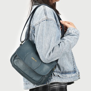 Geanta dama JERMYN'S Sophia, piele naturala, albastru petrol, casual - Img 4