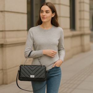 Geanta dama, piele naturala, JERMYN'S Almeira, neagra - Img 4