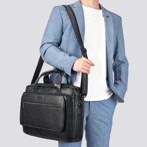 Geanta laptop 17", JERMYN'S Nelson, piele naturala neagra - Img 5