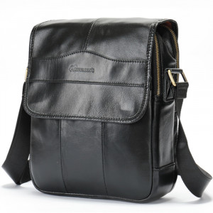 Geanta messenger barbati din piele naturala neagra Jacob