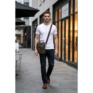 Geanta messenger barbati, piele naturala, JERMYN'S Bristol, maro inchis - Img 3