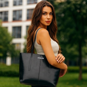 Geanta shopper dama din piele naturala neagra JERMYN'S Sheryl - Img 5