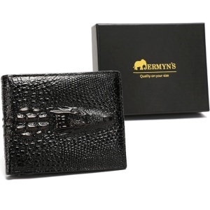 Portofel bărbați din piele naturală cu patern crocodile JERMYN'S Sorrento, RFID, slim, negru