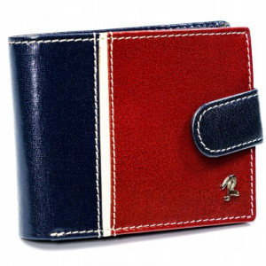 Portofel casual barbati ROVICKY Tommy slim RFID din piele naturala bleumarin navy si grena cu inchidere prin capsa