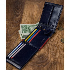 Portofel casual barbati ROVICKY Tommy slim RFID din piele naturala bleumarin navy si grena - Img 14