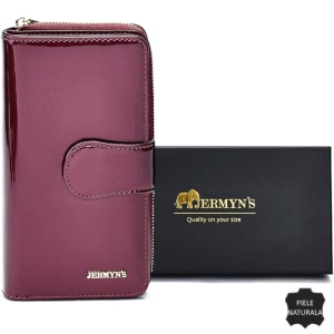 Portofel dama din piele naturala JERMYN'S Roma, elegant, mov lacuit