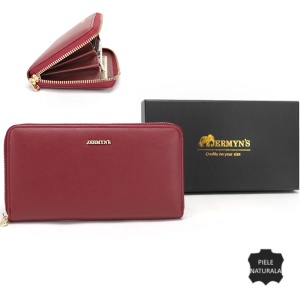 Portofel dama piele naturala, cu fermoar, JERMYN'S Elaine, roz liliac inchis