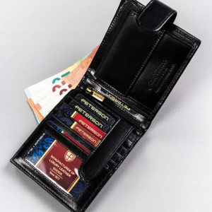 Portofel premium barbati PETERSON Arthur RFID din piele naturala neagra cu inchidere prin capsa - Img 6