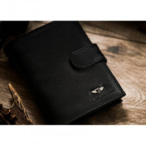 Portofel premium barbati PETERSON RFID Lewis din piele naturala neagra cu inchidere prin capsa - Img 4