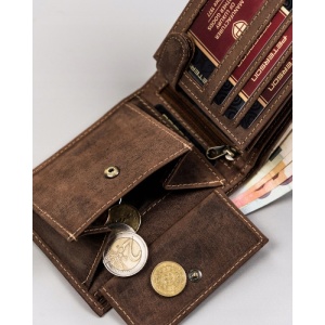 Portofel premium barbati, piele naturala, PETERSON Hunter, RFID, maro - Img 9