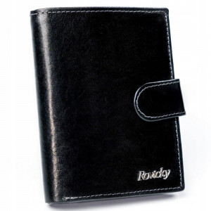 Portofel premium barbati ROVICKY Jake RFID din piele naturala neagra cu inchidere prin capsa