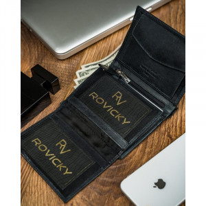 Portofel vertical barbati PIERRE CARDIN RFID din piele naturala neagra cu detaliu rosu - Img 8