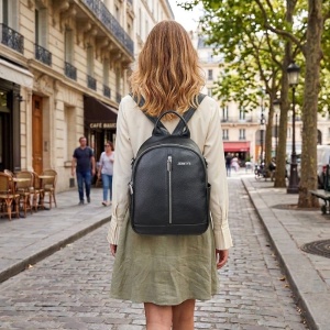 Rucsac dama din piele naturala neagra JERMYN'S Gloria - Img 5