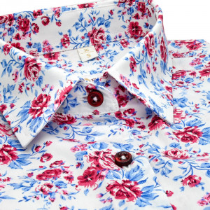 Camasa alba dama Luxury Slim Fit EASY IRON cu imprimeu floral roses - Img 5