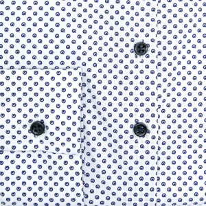 Camasa alba dama Luxury Slim Fit EASY IRON cu structuri bleumarin navy - Img 4